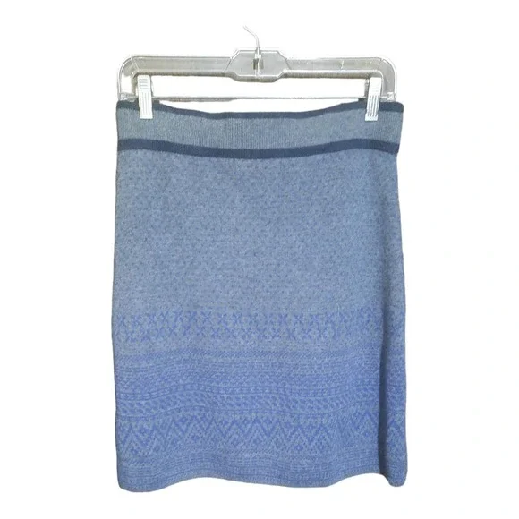 Aventura Eco Womens Blue Gray Fair Isle Wool Blend Mini Skirt Size Medium